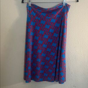 LuLaRoe A-Line Skirt with Blue and Red Pattern